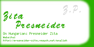 zita presneider business card